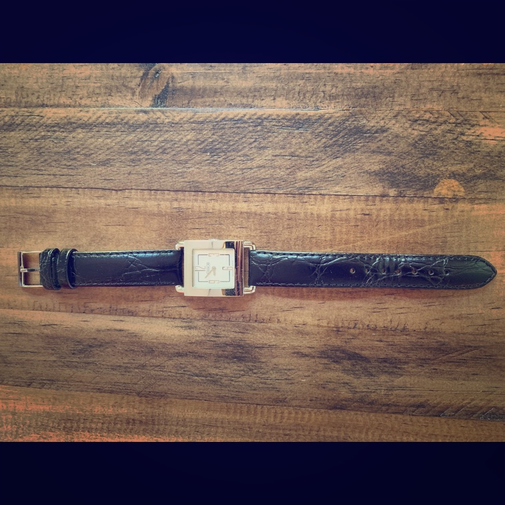 Women’s Silver Coach Watch w/Leather Band - Square
